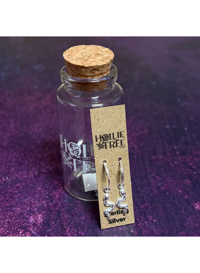 Snake Tiny Silver Hoop Stud in a Bottle 35
