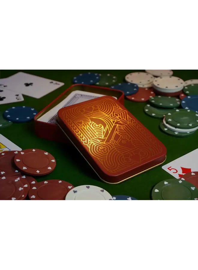 Playing Cards in a  Tin  - Red  & Gold  25