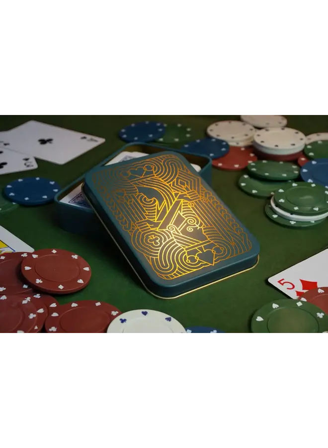 Playing Cards in a  Tin  - Blue & Gold  26