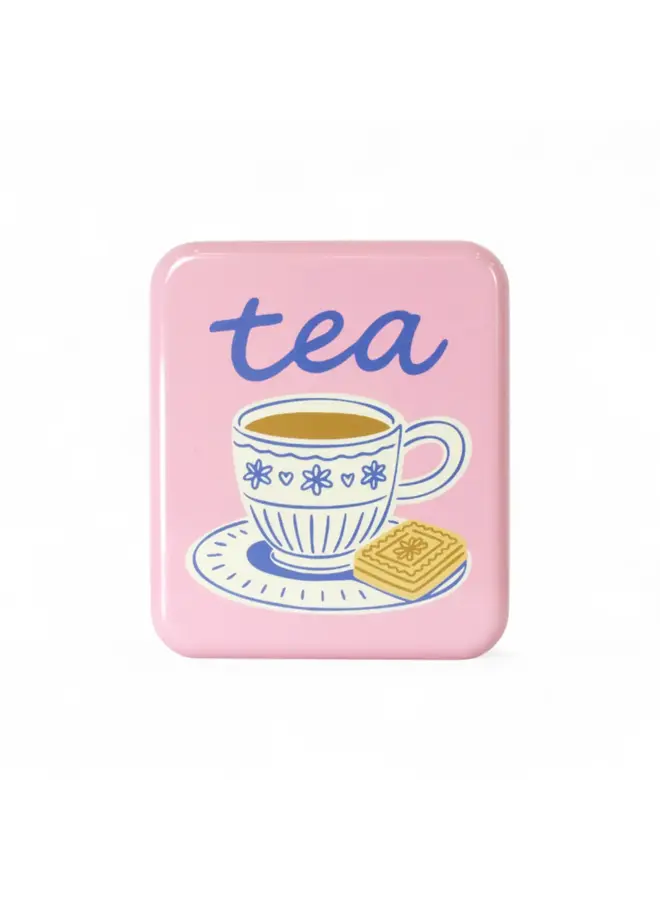 Tea Bag Tin- Tea & Biccy - Pink 12