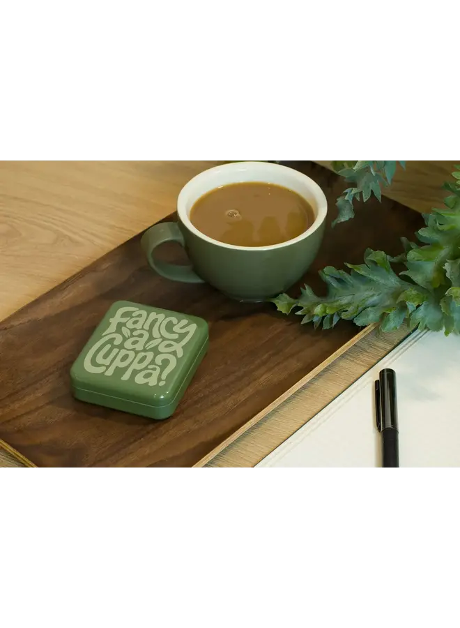 Lata de bolsitas de té de bolsillo - "Me apetece una taza" - Salvia sobre verde 20
