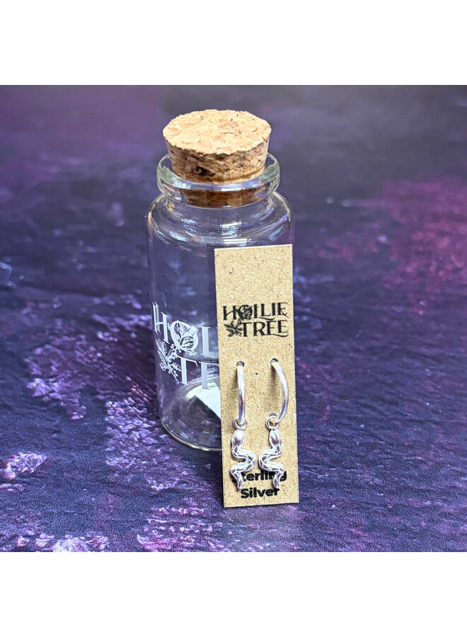 Snake Tiny Silver Hoop Stud in a Bottle 35