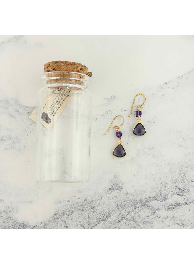 Amethyst 18ct Gold Drop Earrings 05