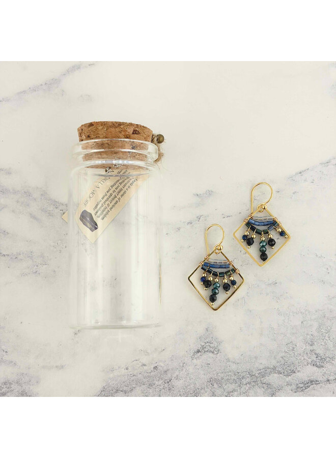 Lapis , Sapphire, Jade 18ct Gold Drop Earrings 07