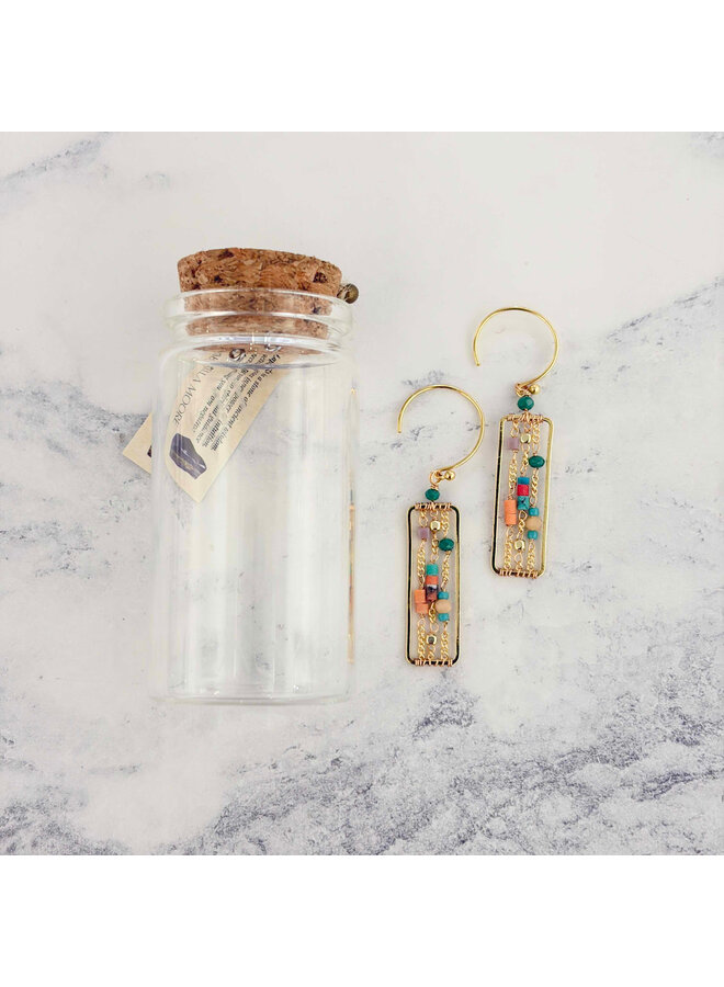 Sunstone & Afghan beads  18ct Gold  Round Drop Earrings 10