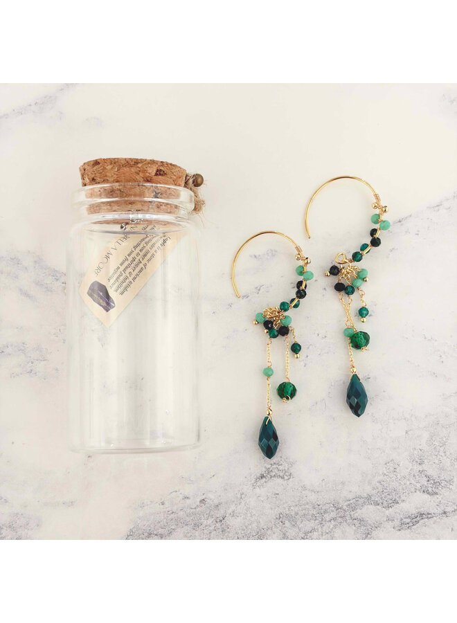 Green Onyx  18ct Gold  Round Drop Earrings 11