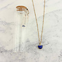 Lapis Crescent 18ct Gold  Necklace 16