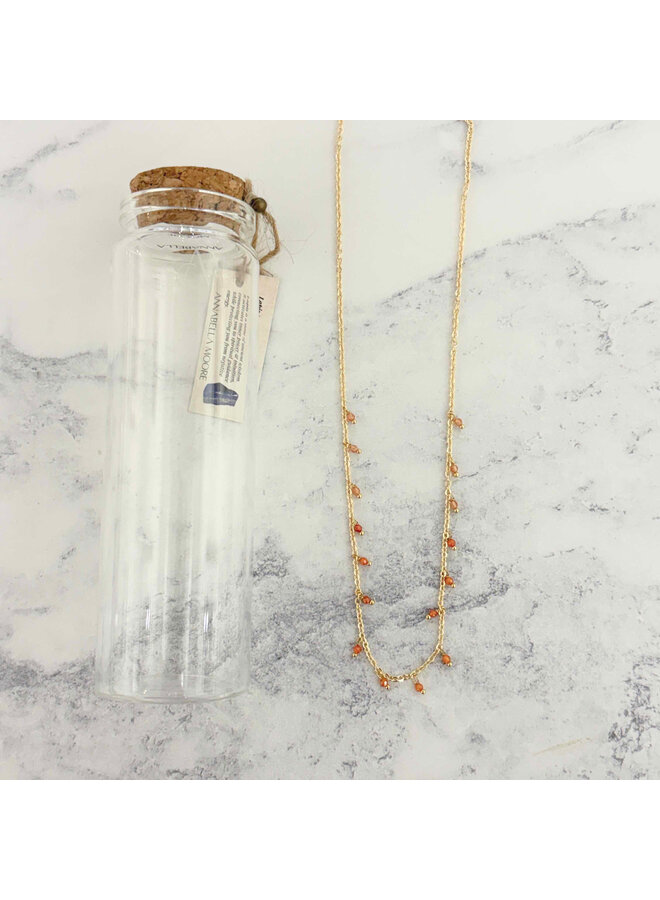 Carnelian & Sunstone  18ct Gold  Necklace 18
