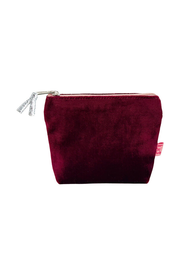 Burgandy Mini Velvet Zip Coin Purse 158