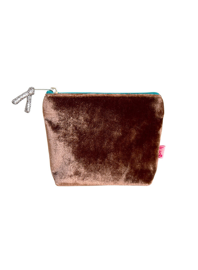 Chocolate  Mini Velvet Zip  Coin Purse 163