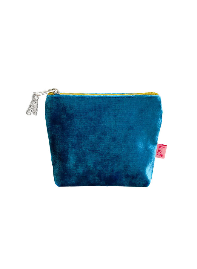Petrol Blue Mini Velvet Zip Coin Purse 164