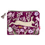 Hare and Flowers Embroidered Velvet Purple  Purse 165