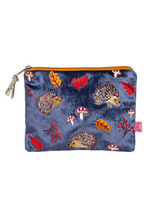 Sac à main en velours bleu marine brodé hérisson 166