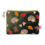 Hedgehog Embroidered Velvet Olive  Purse 166