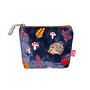 Hedgehog Embroidered Navy Velvet Mini  Purse 171