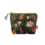 Hedgehog Embroidered Olive Velvet Mini  Purse 172