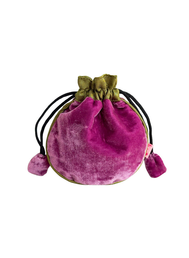 Beutel aus violettem Samt und Seide mit Kordelzug 195