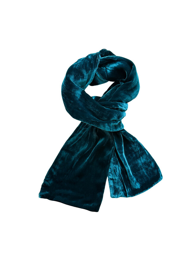 Dark Turquoise Plain Velvet Scarf 198