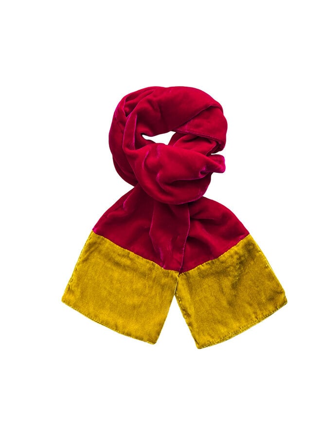 Two Tone Velvet Scarf -  Cerise and Gold 202