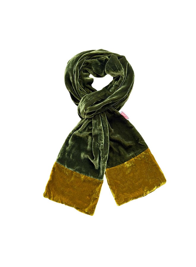 Two Tone Velvet Scarf -  Willow and Mushroom 202