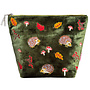 Hedgehog  Embroidered Large Olive Cosmetic Pouch  178