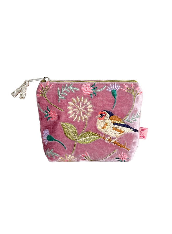 Goldfinch Embroidered Velvet Mini Purse Dusty Pink 210