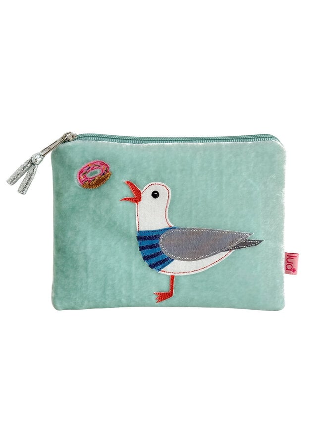 Copy of Hedgehog Embroidered Velvet Olive  Purse 166