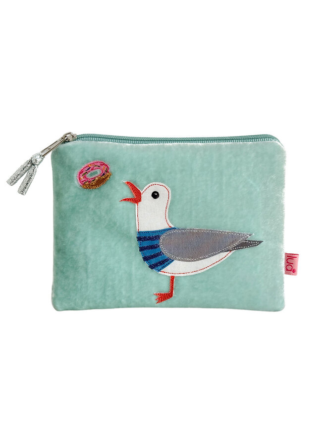 Seagull & Doughnut Embroidered Velvet Purse 219
