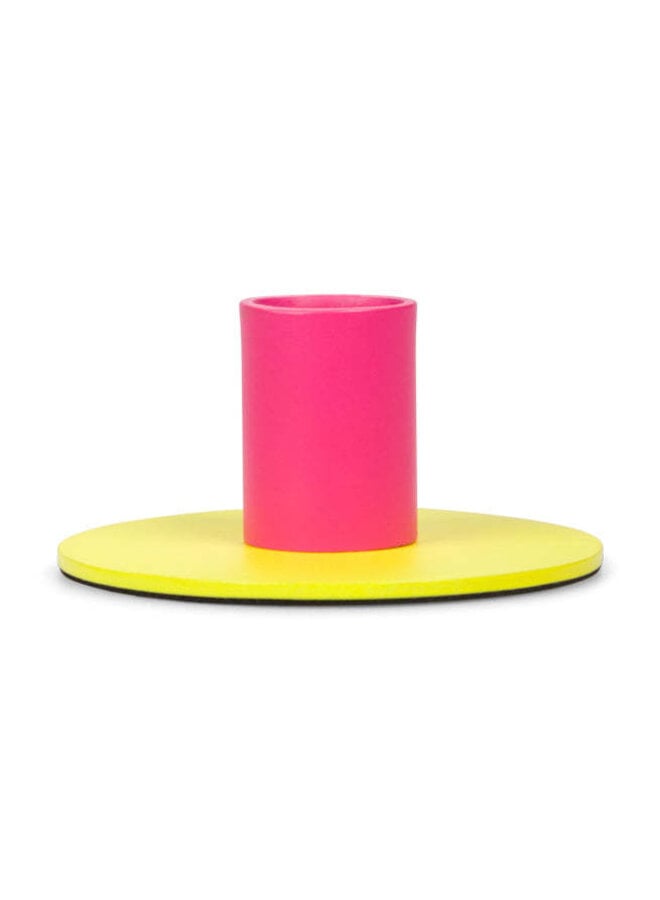 Sulphur & Neyron Pink Metal Two Tone Candleholder