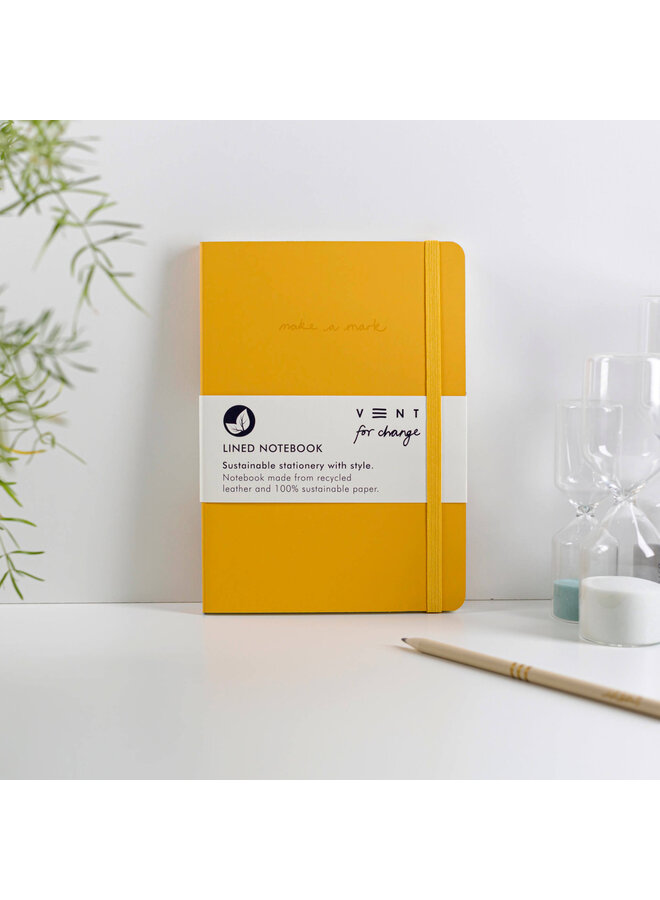 Yellow Make A Mark Recycled Leather A5 Notebook 29