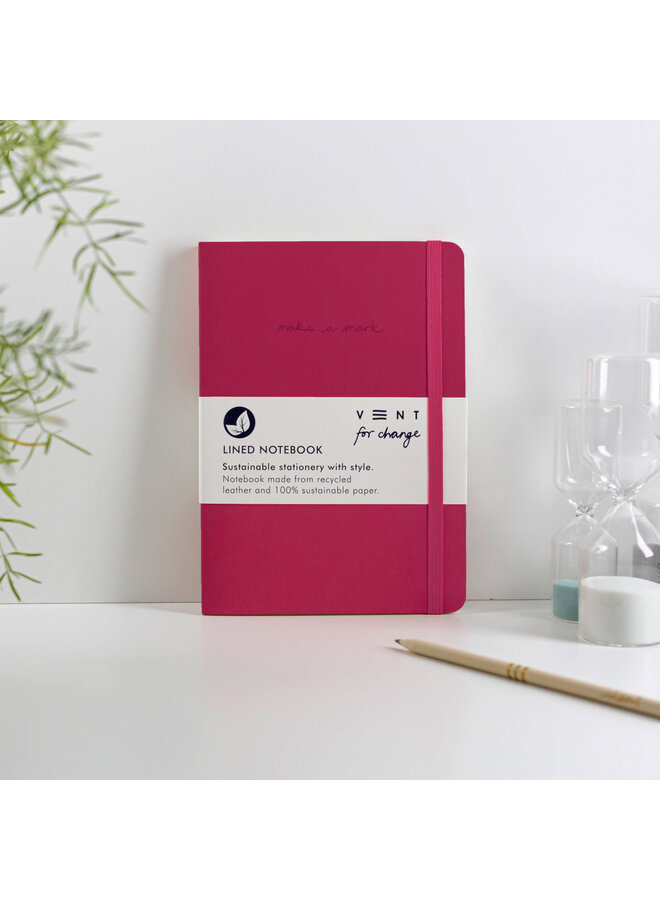 Raspberry Pink Make A Mark Recycled Leather A5 Notebook 25