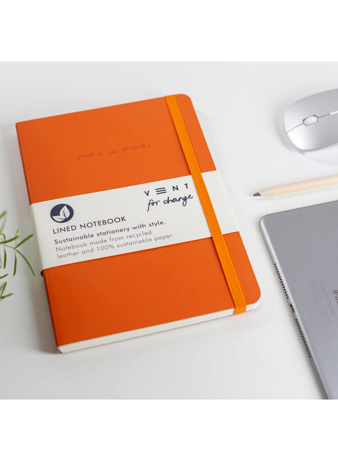 Orange Make A Mark Recycled Leather A5 Notebook 23