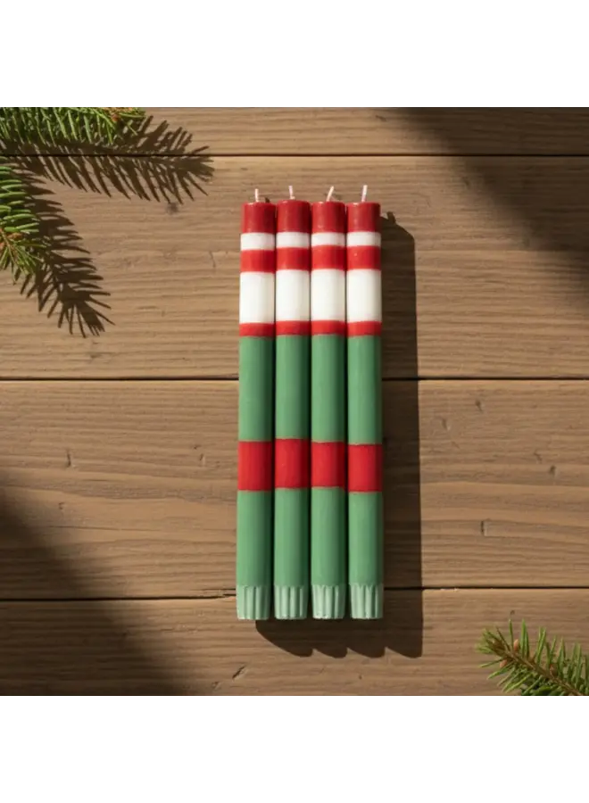 Stripped Festive Candles Red / Green / White