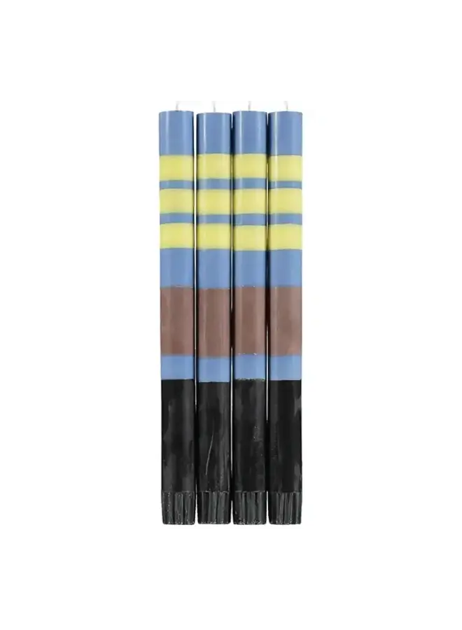 Stripped Colour Candles Rose / Blue / Jet/ Primrose