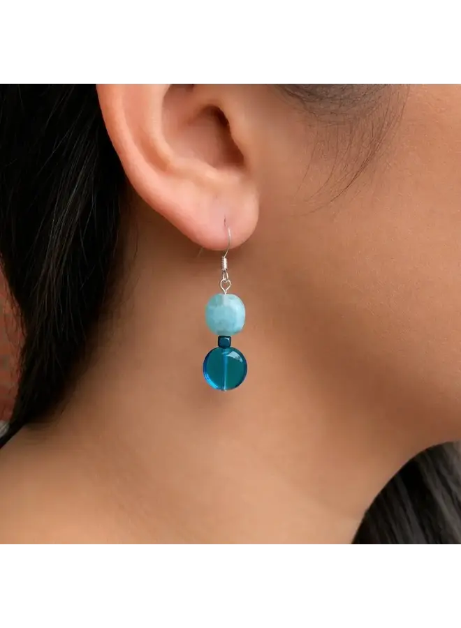 Copy of Jet Glass & Crystal Earrings Earrings