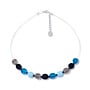 Blue Mix Glass Half Pennies Links Necklace