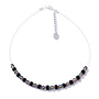 Jet Glass & Crystal Links Necklace