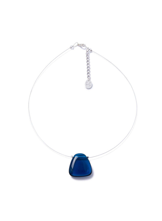 Navy Glass Pendant Necklace