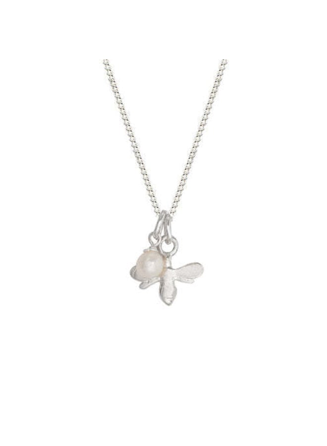 Halskette mit Anhänger aus Sterlingsilber, Biene und Perle, 234
