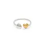 Adjustable Ring with Double Hearts in Silver and Gold 245