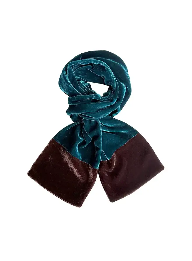 Teal and Copper  two tone velvet scarf 241