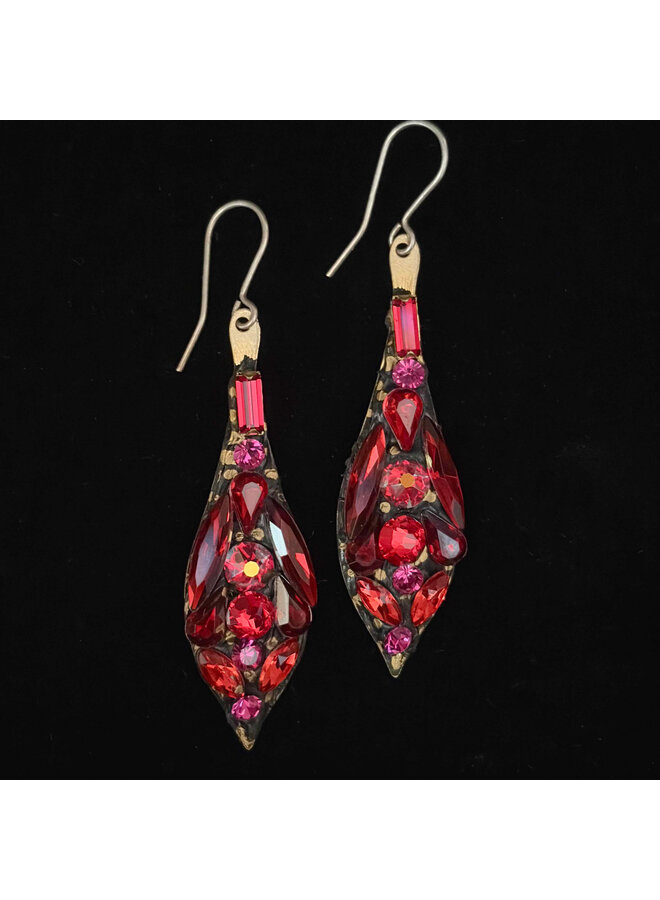 Pink and Red Large Drop Earrings 692