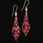 Boucles d'oreilles pendantes roses et rouges, grandes, réf. 692