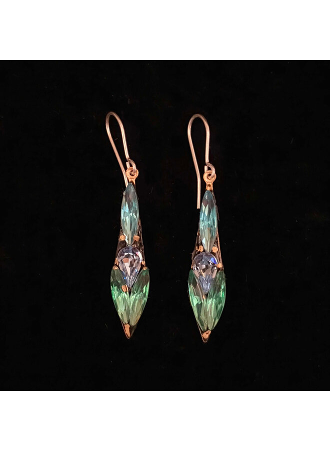Blue and Green Icicle Drop Earrings 697