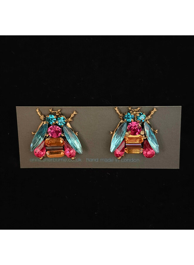 Örhängen med bi och blå vingar 705