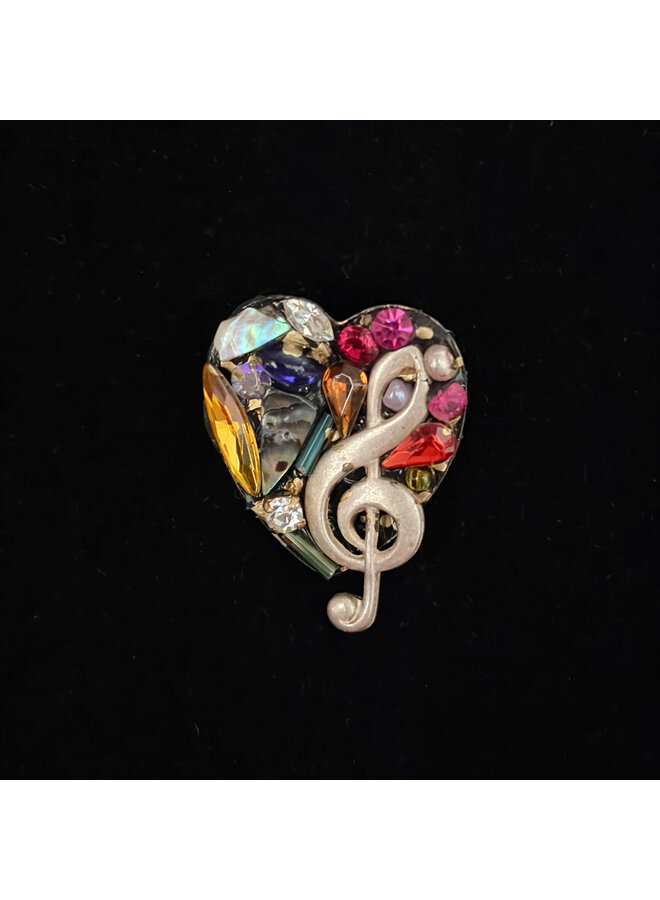 Copy of Heart with Silver Owl Small Brooch 718