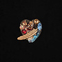 Copy of Heart with  Feather Tiny  Brooch 720