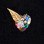 Copy of Heart with Feather Blue stone Tiny Brooch 721