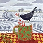 Blackbird and Berries  5  Christmas Cards Pack