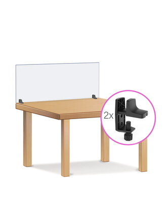 Spuckschutzscheibe | Variante 12 mit Tischklemmen mit Durchreiche